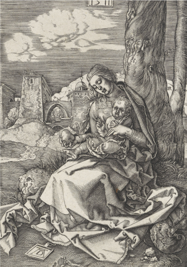 Hieronymus Wierix, cópia de Albrecht Dürer. Madona da Pera, 1563/1619. Gravura em metal, 15,8 x 11,0 cm. Casa Museu Ema Klabin.
