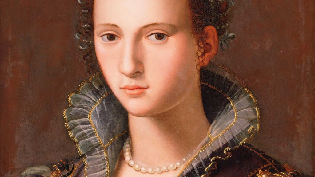 Retrato de Dama Florentina, Alessandro Allori e ateliê, séc XVI, óleo sobre madeira, Coleção Ema Klabin